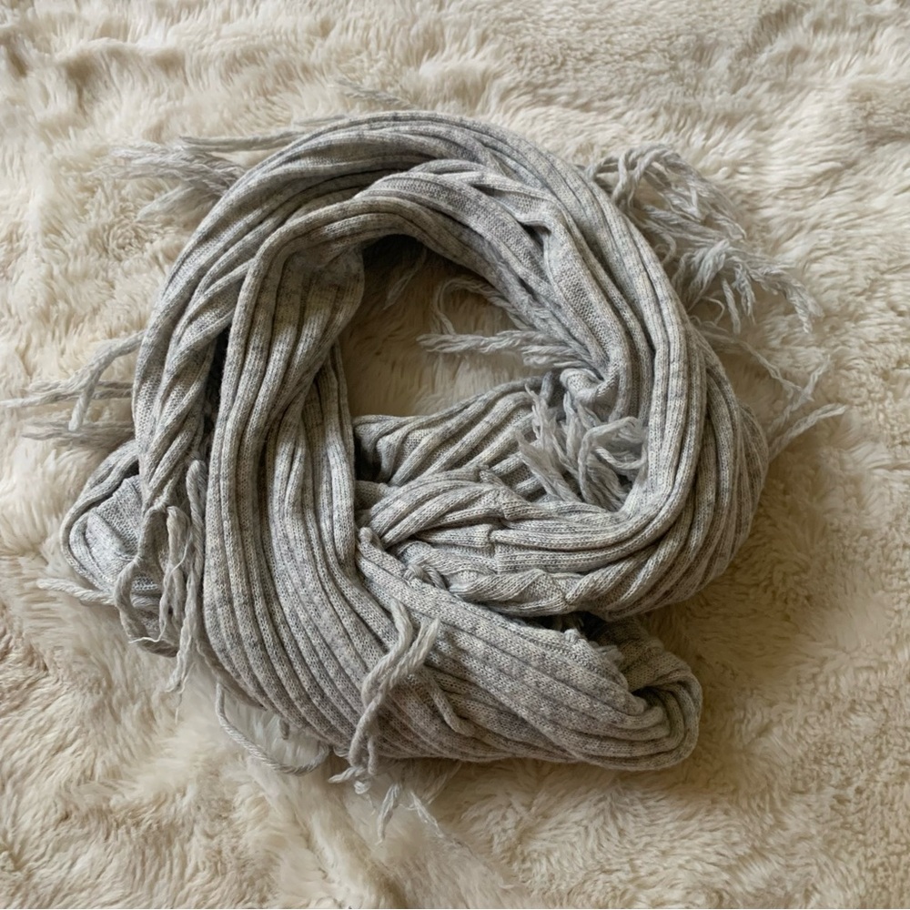 Cozy Gray Fringed Scarf